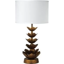 Flowering Lotus 29 Inch 150.00 Watt Antique Gold Table Lamp Portable Light