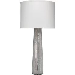 Striped Silver Pillar 38 Inch 150.00 Watt Clear Seeded Table Lamp Portable Light