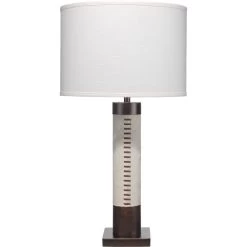 Sheridan 32 Inch 150.00 Watt White Hide & Oil Rubbed Bronze Metal Table Lamp Portable Light