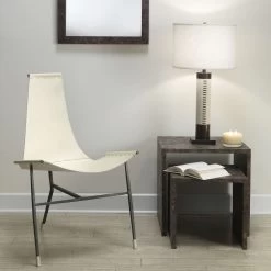 Sheridan 32 Inch 150.00 Watt White Hide & Oil Rubbed Bronze Metal Table Lamp Portable Light -Furnitur Jamie Young 1sher tlwh 3