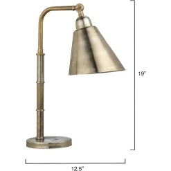 Vilhelm 19 Inch 60.00 Watt Antique Silver And Antique Brass Task Lamp Portable Light -Furnitur Jamie Young 1vilh tlab 5