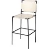 Asher 42 Inch Off-White Leather & Black Metal Bar Stool