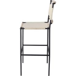 Asher 42 Inch Off-White Leather & Black Metal Bar Stool 6 Asher 42 Inch Off-White Leather & Black Metal Bar Stool -Furnitur Jamie Young 20ashe bsow 2