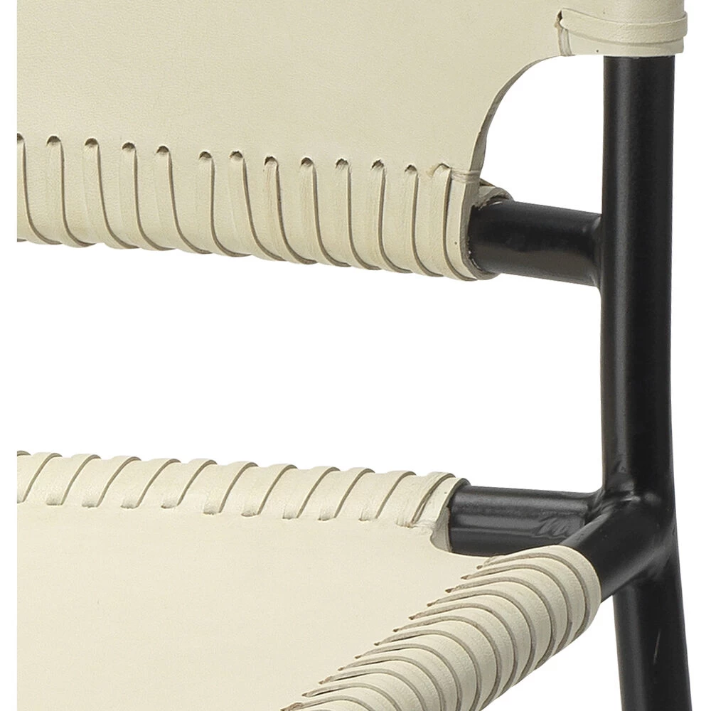 Asher Off White Leather & Black Forged Iron Dining Chair 5 Asher Off White Leather & Black Forged Iron Dining Chair - Image 5