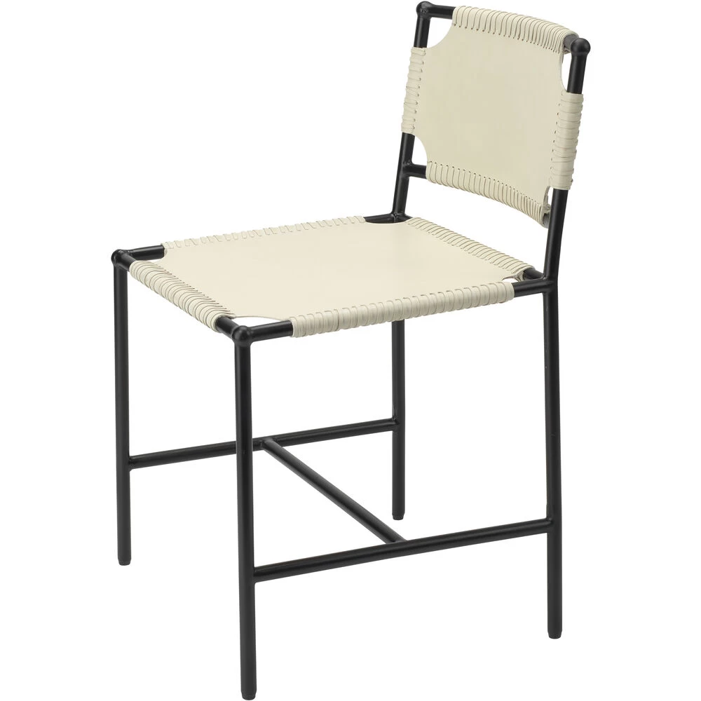 Asher Off White Leather & Black Forged Iron Dining Chair 7 Asher Off White Leather & Black Forged Iron Dining Chair - Image 7