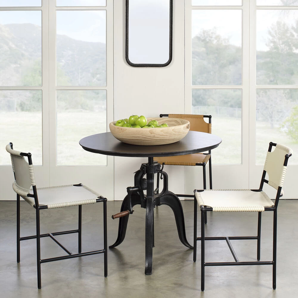 Asher Off White Leather & Black Forged Iron Dining Chair 10 Asher Off White Leather & Black Forged Iron Dining Chair - Image 10