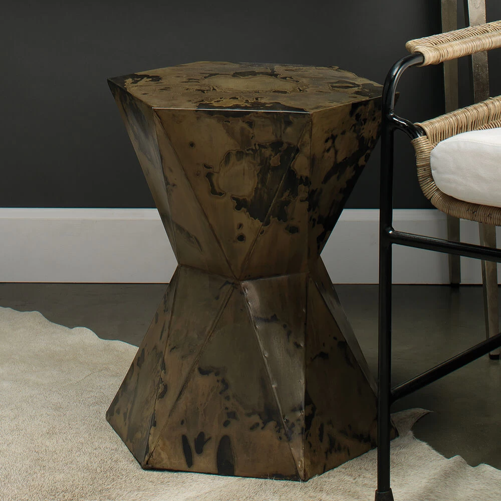 Crown 19 X 17 Inch Acid Washed Metal Side Table 2 Crown 19 X 17 Inch Acid Washed Metal Side Table - Image 2