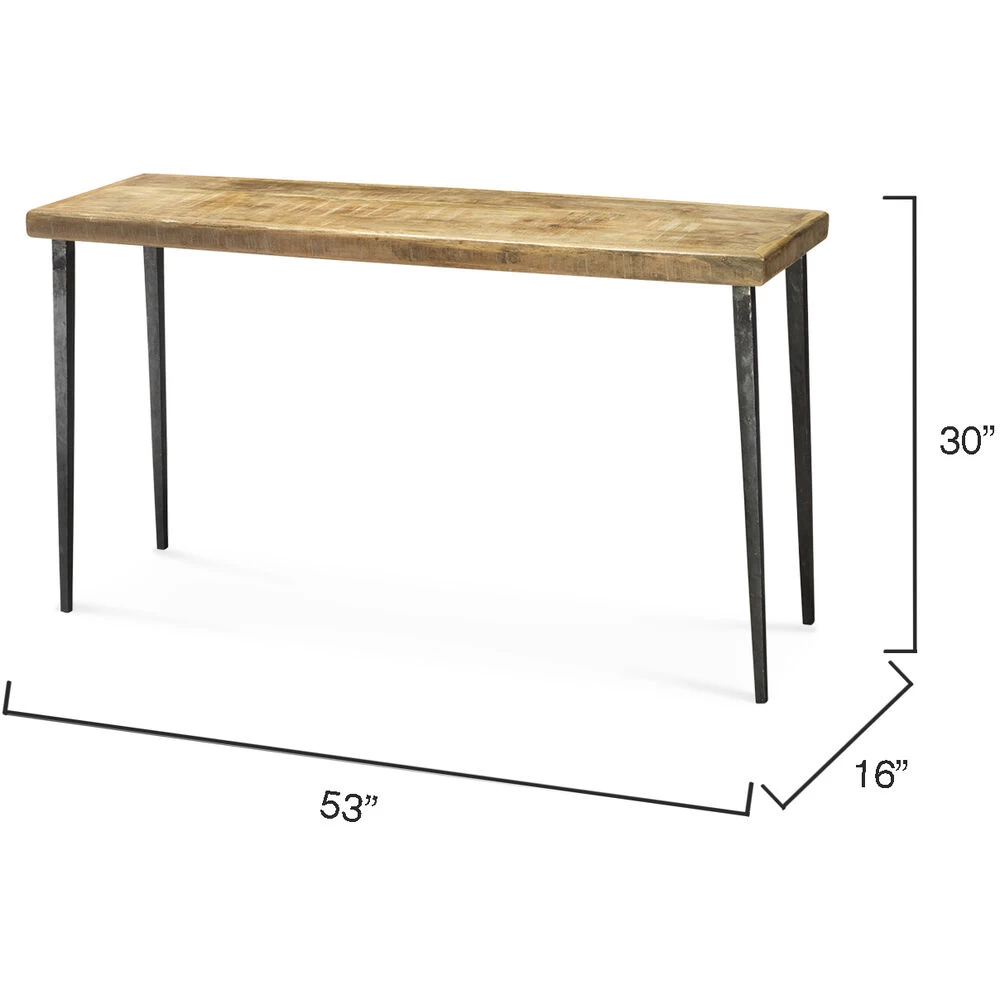 Farmhouse 53 X 16 Inch Natural Wood Console Table 3 Farmhouse 53 X 16 Inch Natural Wood Console Table - Image 3