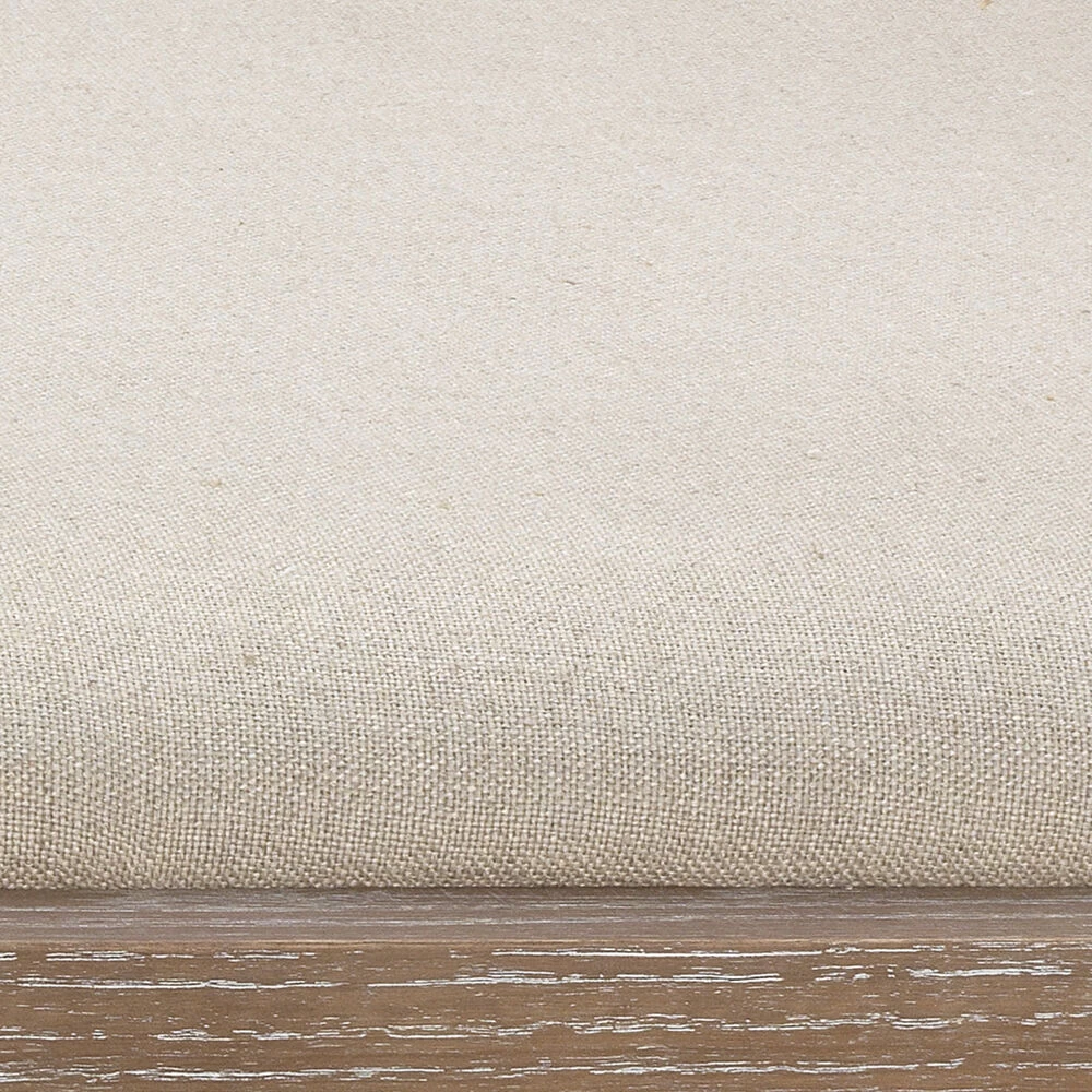 Grayson Off White Linen & Grey Washed Wood Settee 4 Grayson Off White Linen & Grey Washed Wood Settee - Image 4