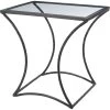 Kai 24 X 24 Inch Black Forged Iron W/ Clear Tempered Glass Top Side Table