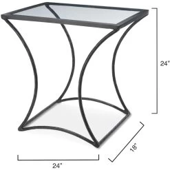 Kai 24 X 24 Inch Black Forged Iron W/ Clear Tempered Glass Top Side Table 10 Kai 24 X 24 Inch Black Forged Iron W/ Clear Tempered Glass Top Side Table -Furnitur Jamie Young 20kai stbk 2