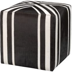 Nantucket Criss Cross 16 Inch Espresso Hide W/ White Hide Stripes Ottoman