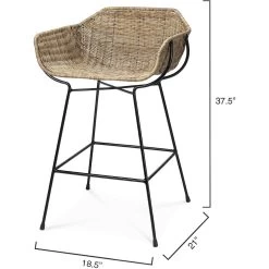 Nusa 33 Inch Natural Rattan & Black Steel Counter Stool 10 Nusa 33 Inch Natural Rattan & Black Steel Counter Stool -Furnitur Jamie Young 20nusa csna 6