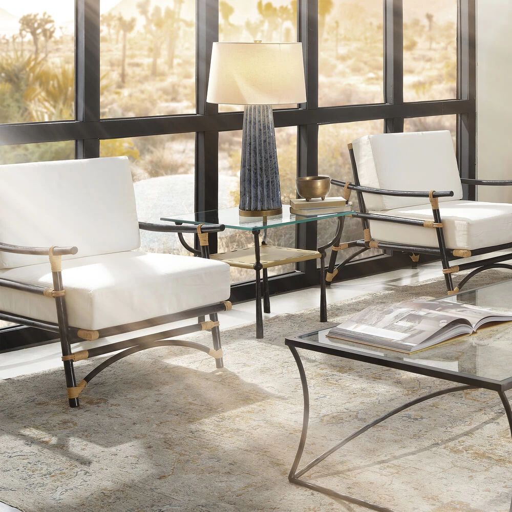 Renzo 25 X 20 Inch Black And Cashew Leather Side Table 6 Renzo 25 X 20 Inch Black And Cashew Leather Side Table - Image 6