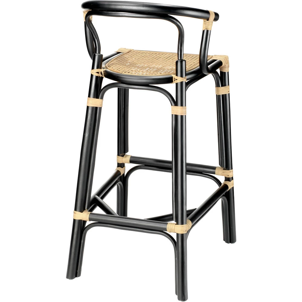 Saltwater 39 Inch Black & Natural Rattan Barstool 2 Saltwater 39 Inch Black & Natural Rattan Barstool - Image 2