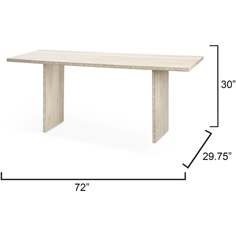 Sama 72 X 30 Inch White Patina Dining Table 3 Sama 72 X 30 Inch White Patina Dining Table - Image 3