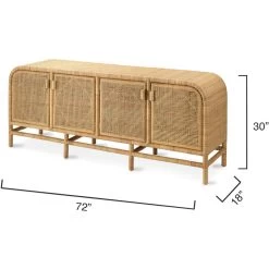 Santa Monica 72 X 18 Inch Natural Rattan Sideboard, Four-Door -Furnitur Jamie Young 20sant4 sbna 2
