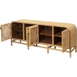 Santa Monica 72 X 18 Inch Natural Rattan Sideboard, Four-Door -Furnitur Jamie Young 20sant4 sbna 4
