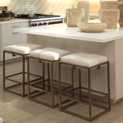Shelby 27 Inch White Hide & Antique Brass Counter Stool 11 Shelby 27 Inch White Hide & Antique Brass Counter Stool -Furnitur Jamie Young 20shel cswh 16