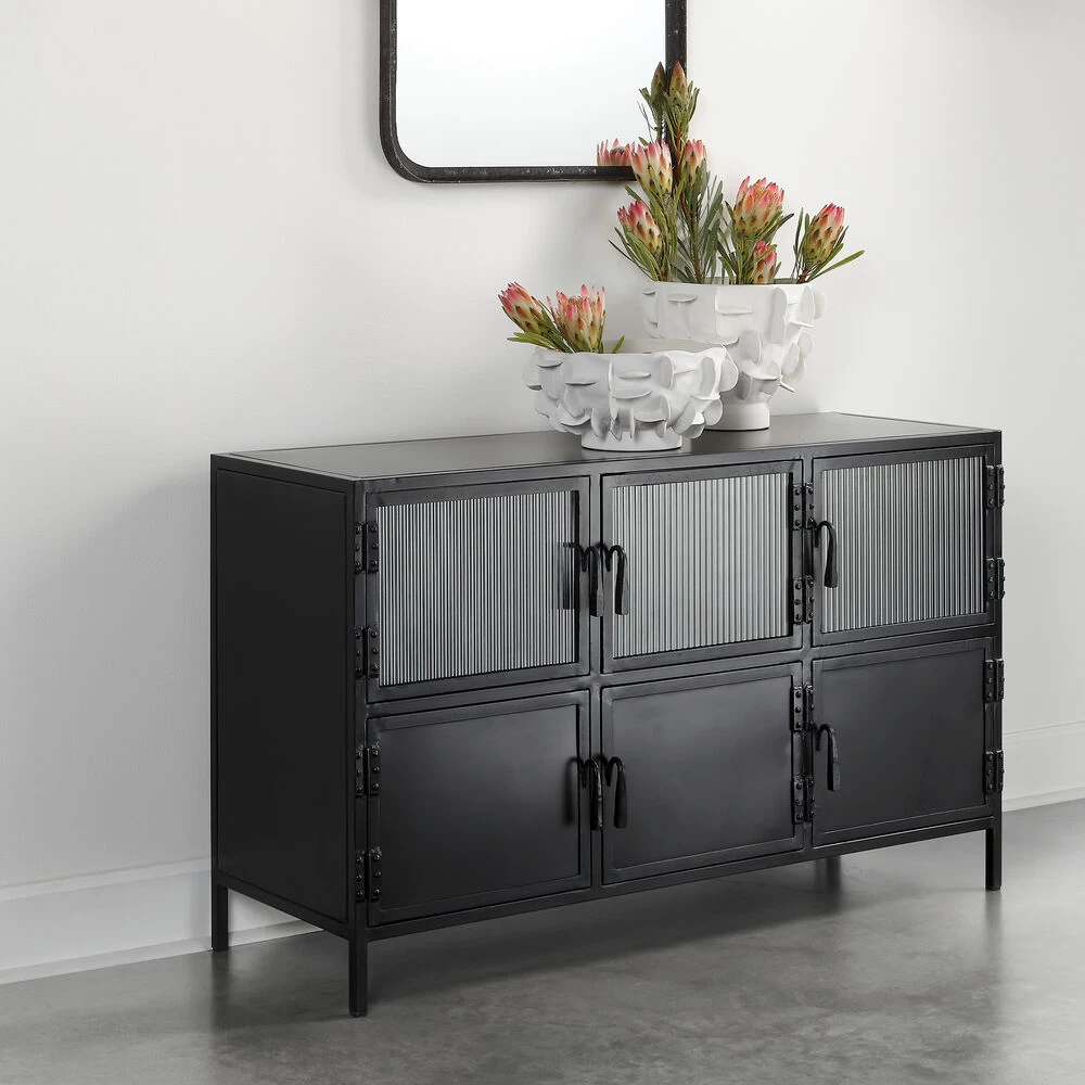 Vitrino 50 Inch Black 6 Door Console 2 Vitrino 50 Inch Black 6 Door Console - Image 2