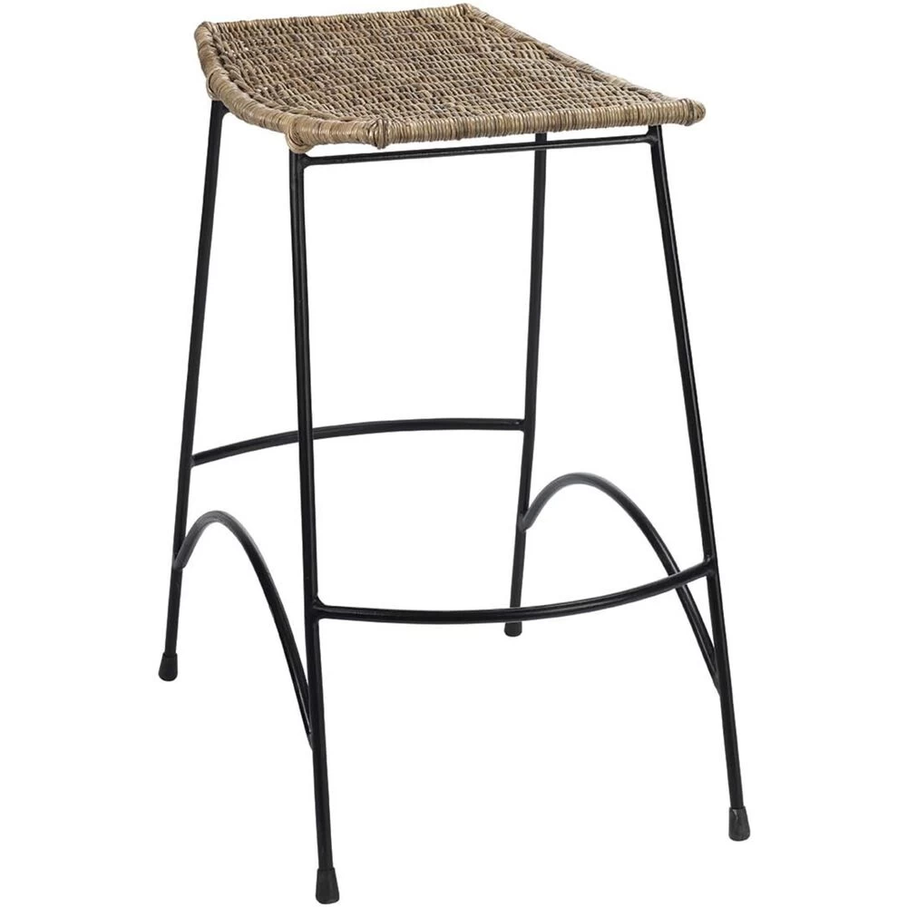 Wing 24 Inch Natural Rattan & Black Steel Counter Stool 3 Wing 24 Inch Natural Rattan & Black Steel Counter Stool - Image 3