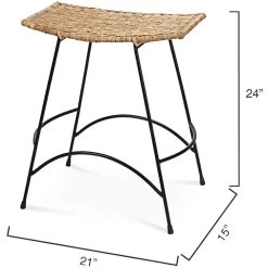 Wing 24 Inch Natural Rattan & Black Steel Counter Stool 7 Wing 24 Inch Natural Rattan & Black Steel Counter Stool -Furnitur Jamie Young 20wing csna 5