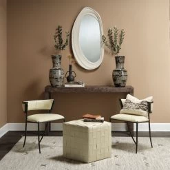 Ottoman 18 Inch Cream Ottoman -Furnitur Jamie Young 20wove whle 4