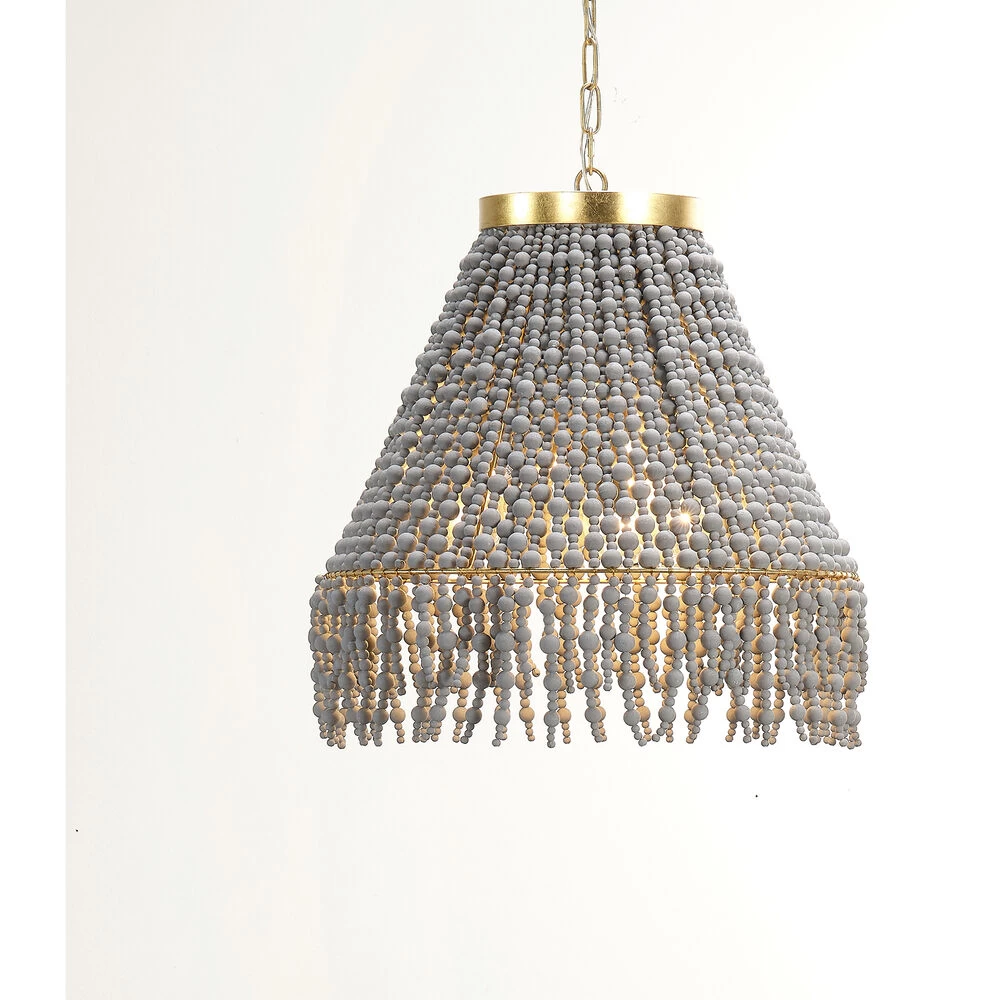 Angelou 3 Light 20 Inch Gold Beaded Chandelier Ceiling Light 2 Angelou 3 Light 20 Inch Gold Beaded Chandelier Ceiling Light - Image 2