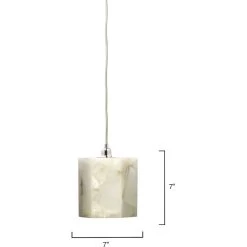 Borealis 1 Light 7 Inch Alabaster Pendant Ceiling Light, Hexagon 9 Borealis 1 Light 7 Inch Alabaster Pendant Ceiling Light, Hexagon -Furnitur Jamie Young 5bore smwh 5
