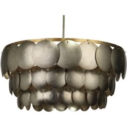 Calypso 4 Light 30 Inch Champagne Leaf W/ Gold Leaf Trim Three Tier Chandelier Ceiling Light
