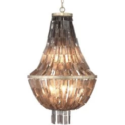 Capsize 5 Light 20 Inch Black Mother Of Pearl And Champagne Leaf Metal Chandelier Ceiling Light -Furnitur Jamie Young 5caps chbk 1