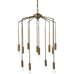 Cascade 12 Light 26 Inch Antique Brass Pendant Ceiling Light