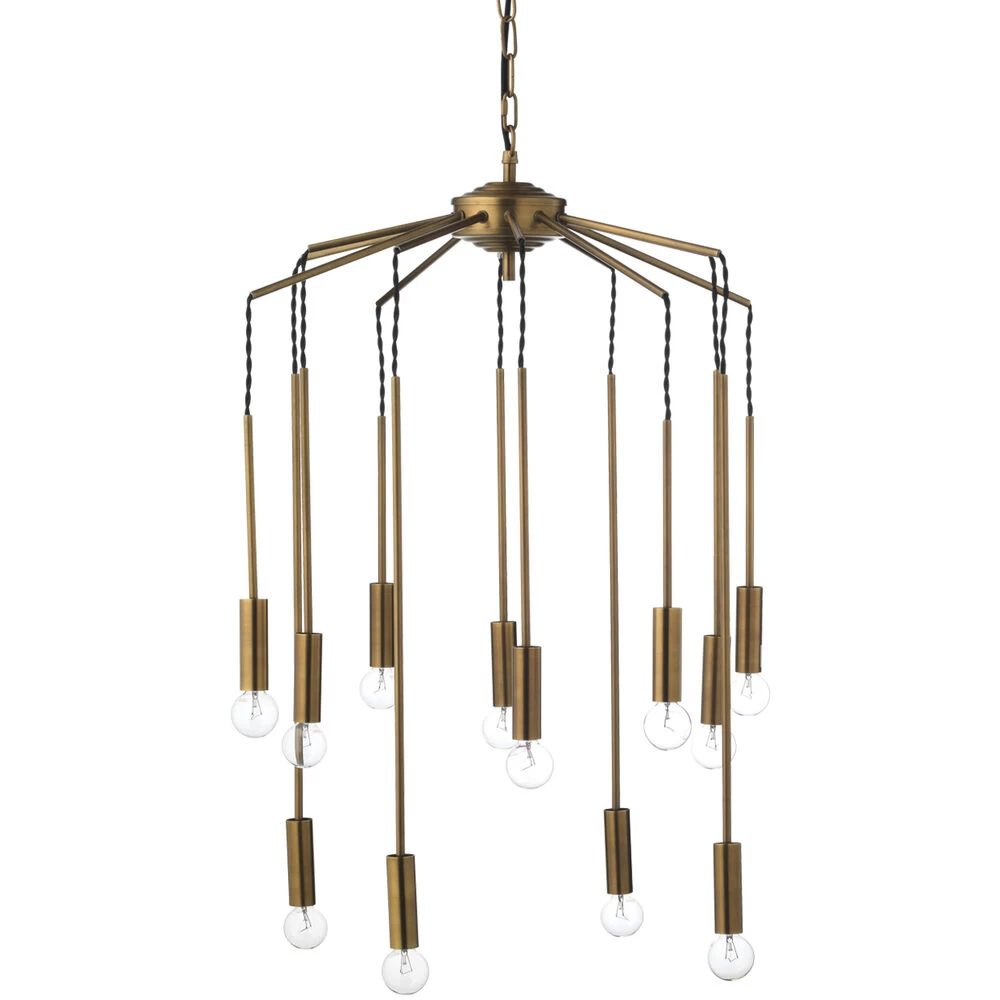 Cascade 12 Light 26 Inch Antique Brass Pendant Ceiling Light 1 Cascade 12 Light 26 Inch Antique Brass Pendant Ceiling Light