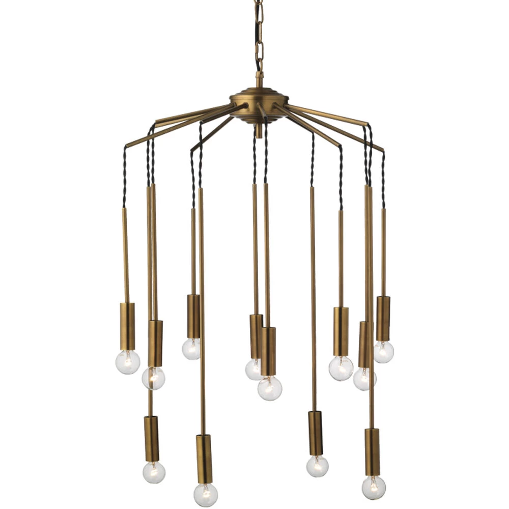 Cascade 12 Light 26 Inch Antique Brass Pendant Ceiling Light 2 Cascade 12 Light 26 Inch Antique Brass Pendant Ceiling Light - Image 2