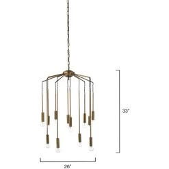 Cascade 12 Light 26 Inch Antique Brass Pendant Ceiling Light 6 Cascade 12 Light 26 Inch Antique Brass Pendant Ceiling Light -Furnitur Jamie Young 5casc chab 6