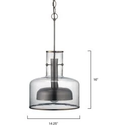Clyde 1 Light 14 Inch Clear With Gun Metal Pendant Ceiling Light -Furnitur Jamie Young 5clyd clgm 5