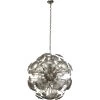 Constellation Round 12 Light 30 Inch Antique Mercury Glass & Champagne Leaf Chandelier Ceiling Light