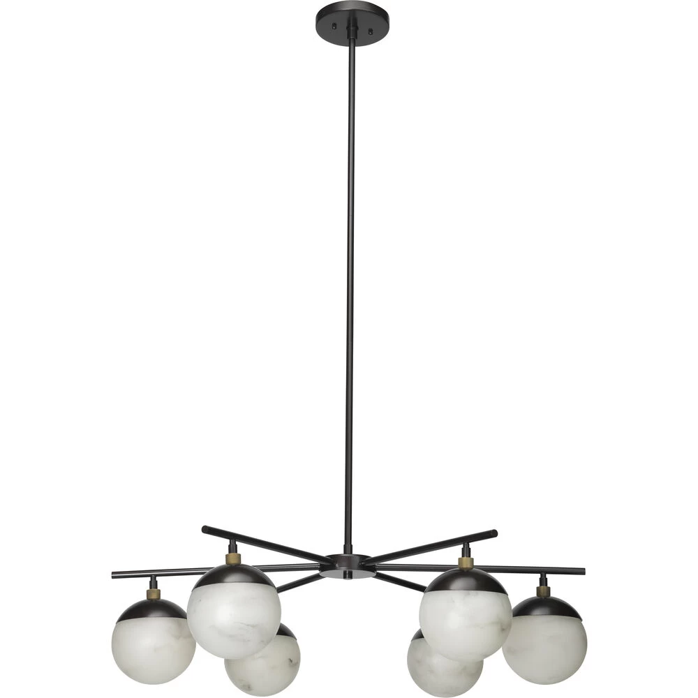 Metro 6 Light 40 Inch Faux White Alabaster And Oil Rubbed Bronze Chandelier Ceiling Light, Antique Brass Accents 1 Metro 6 Light 40 Inch Faux White Alabaster And Oil Rubbed Bronze Chandelier Ceiling Light, Antique Brass Accents