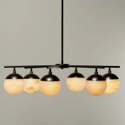 Metro 6 Light 40 Inch Faux White Alabaster And Oil Rubbed Bronze Chandelier Ceiling Light, Antique Brass Accents 7 Metro 6 Light 40 Inch Faux White Alabaster And Oil Rubbed Bronze Chandelier Ceiling Light, Antique Brass Accents -Furnitur Jamie Young 5metr6 chob 4