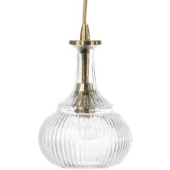 Olive Carafe 1 Light 7 Inch Clear With Brass Pendant Ceiling Light
