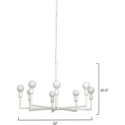 Park 8 Light 32 Inch White Gesso Chandelier Ceiling Light -Furnitur Jamie Young 5park chwh 6