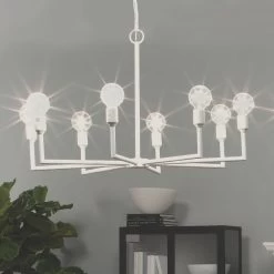 Park 8 Light 32 Inch White Gesso Chandelier Ceiling Light -Furnitur Jamie Young 5park chwh 8