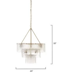 Perignon 24 Light 25 Inch Melted Ice Glass & Antique Brass Three Tier Chandelier Ceiling Light 12 Perignon 24 Light 25 Inch Melted Ice Glass & Antique Brass Three Tier Chandelier Ceiling Light -Furnitur Jamie Young 5peri chab 5