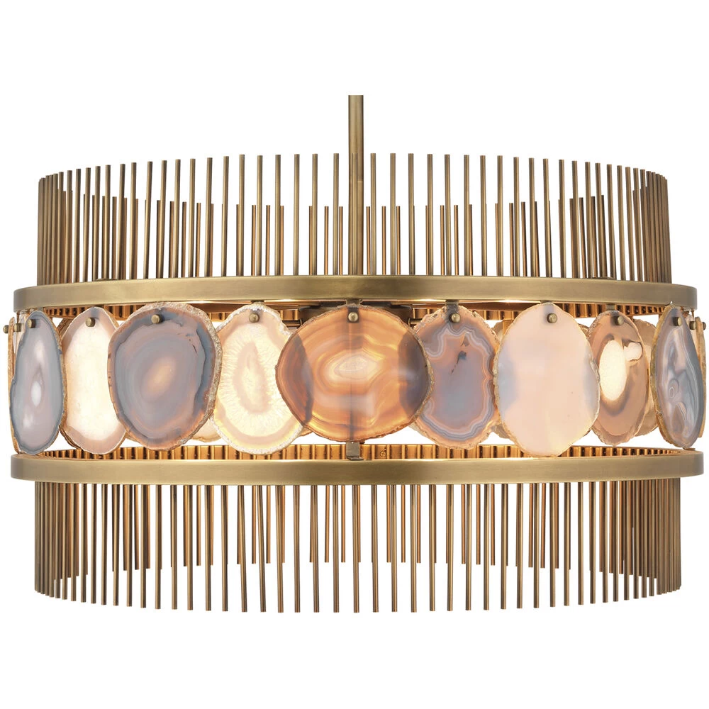 Upsala 8 Light 32 Inch Pale Lavender Agate & Antique Brass Chandelier Ceiling Light 2 Upsala 8 Light 32 Inch Pale Lavender Agate & Antique Brass Chandelier Ceiling Light - Image 2