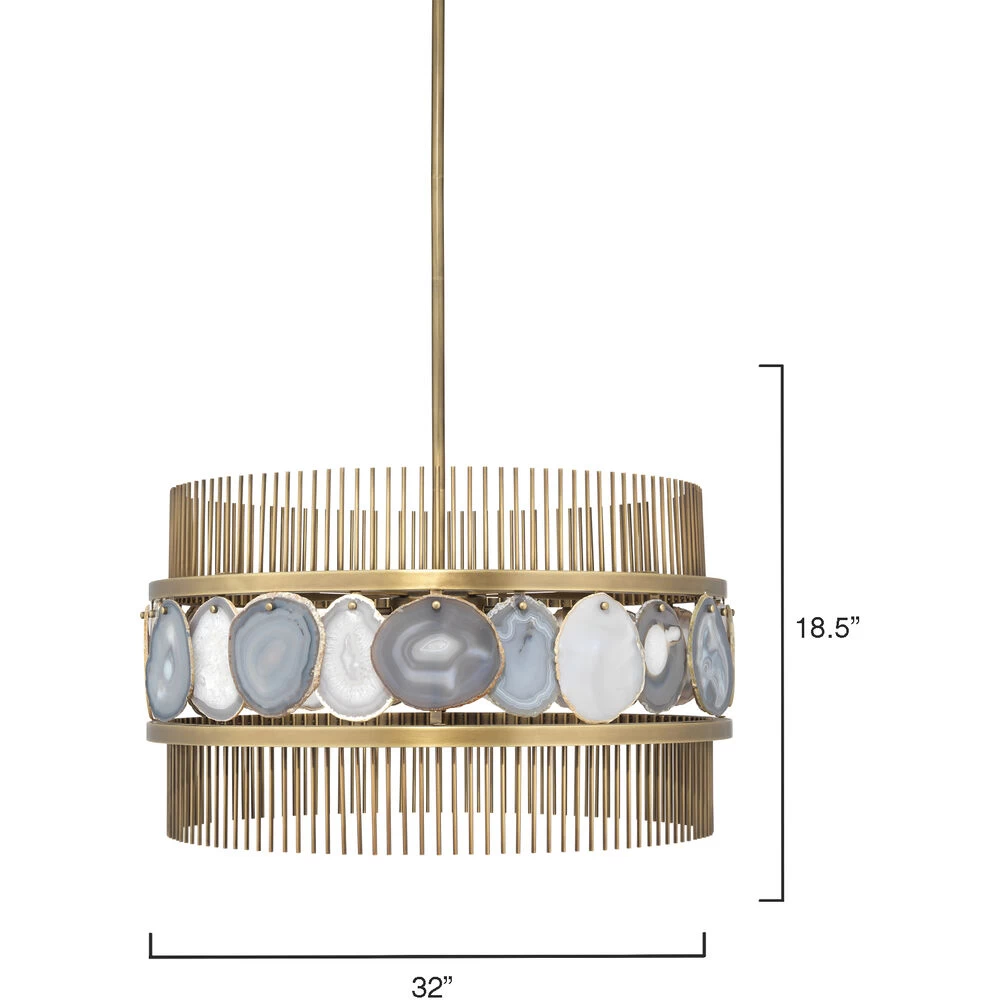 Upsala 8 Light 32 Inch Pale Lavender Agate & Antique Brass Chandelier Ceiling Light 5 Upsala 8 Light 32 Inch Pale Lavender Agate & Antique Brass Chandelier Ceiling Light - Image 5
