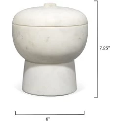 Bennett 7.25 X 6 Inch Storage Bowl With Lid, Large 12 Bennett 7.25 X 6 Inch Storage Bowl With Lid, Large -Furnitur Jamie Young 7benn lgwh 2