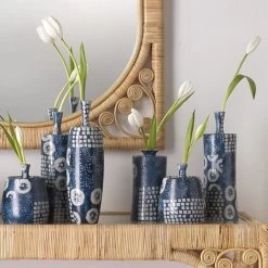 Block Print 12 X 4.75 Inch Vases, Set Of 4 -Furnitur Jamie Young 7bloc vabl 5