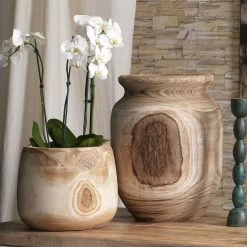 Brea 13.5 X 12 Inch Wooden Vase 27 Brea 13.5 X 12 Inch Wooden Vase -Furnitur Jamie Young 7brea vawd 11