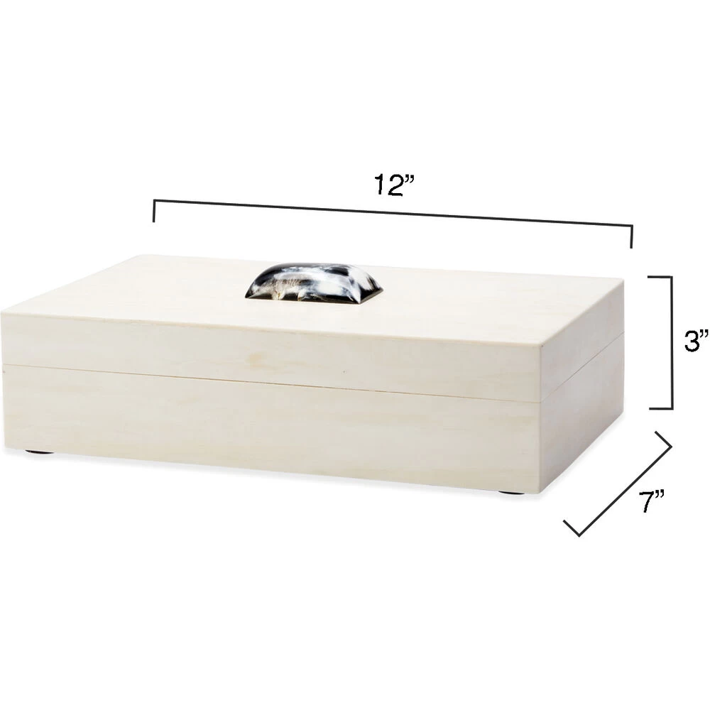 Constantine 12 X 7 Inch Cream Resin W/ Horn Accent Large Rectangle Box 6 Constantine 12 X 7 Inch Cream Resin W/ Horn Accent Large Rectangle Box - Image 6