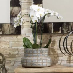 Grid Ceramic 14 X 9 Inch Vase 7 Grid Ceramic 14 X 9 Inch Vase -Furnitur Jamie Young 7grid vagr 8